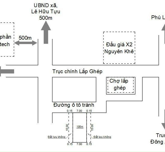 Bán đất Đông Anh, Hà Nội Tổ 27 thị trấn Đông Anh - ngõ thông - ô tô tránh