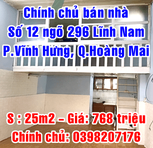 Chính chủ cần bán nhà số 12 ngõ 196 Lĩnh Nam, Phường Vĩnh Hưng, Quận Hoàng Mai