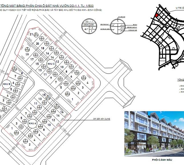 Chính chủ cần bán lô liền kề TT6.2 Đại Kim, DT 66.67m2 hướng Tây Bắc  giá bán 10.5 tỷ/lô:0981129026