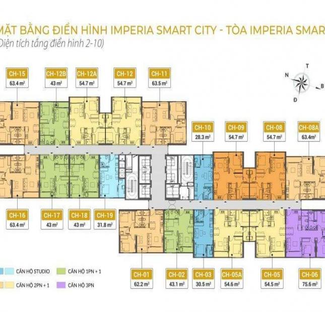 Chỉ từ 2.5 tỷ sở hữu ngay căn hộ 2PN+1 64m2 lô góc - Imperia Smart City