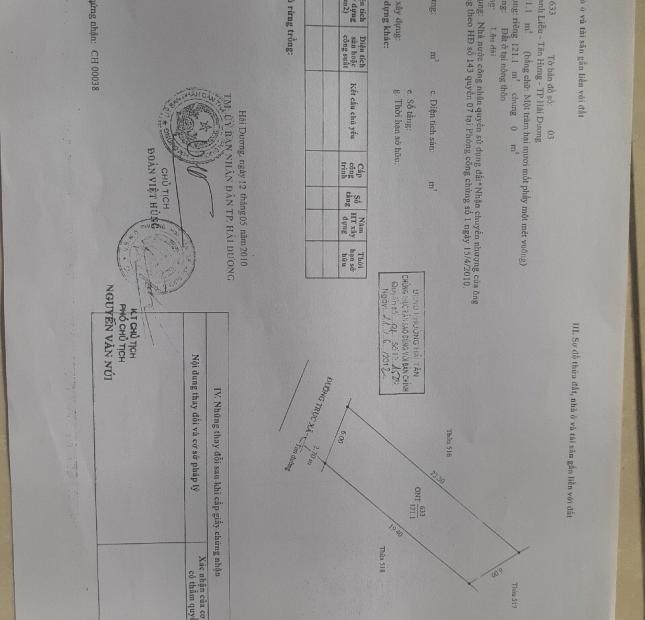 Bán đất trục Lương Như Học kéo dài, ph Tân Hưng, TP HD, 120m2, mt 6m, giá tốt, đầu tư ok