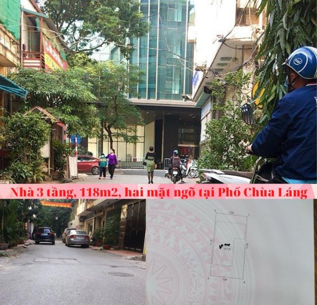 Chính chủ bán 118m2 đất có nhà 3 tầng kinh doanh, hai mặt ngõ tại phố Chùa Láng