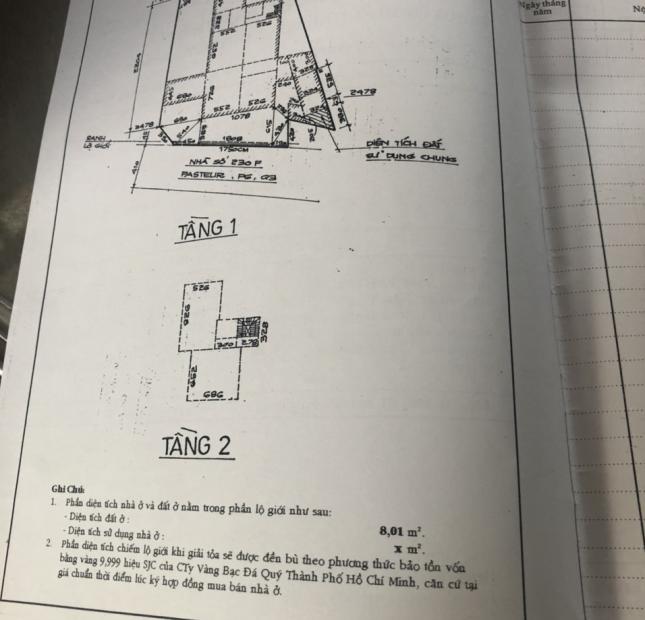 Chính chủ sang lại căn biệt thự duy nhất quận 3,  Pasteur võ thi sáu, 560m2, 2 tầng, 130 tỷ.