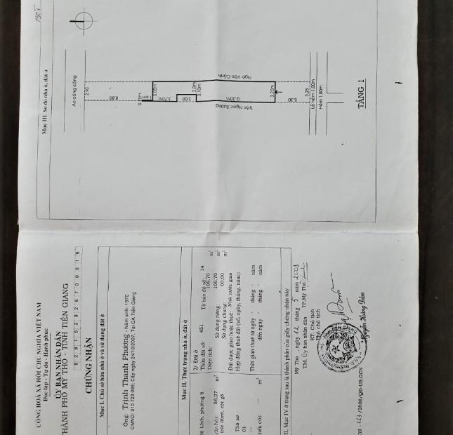 107m2 Đất TrungTâm TPMỹ Tho.Đinh Bộ Lĩnh. 1Tỷ4