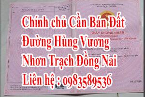 Chính Chủ Cần Bán Đất 1/ Đường Hùng Vương Nhơn Trạch Đồng Nai