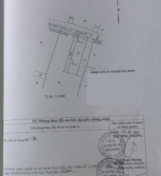 5 tỷ cần công chứng bán gấp chốt 4.8 tỷ bao sổ với diện tích 191.2m2 xuân thới thượng, hóc môn, hồ
