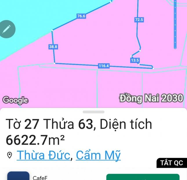 6,620 m2 đất  Full hồng mặt tiền dài miên man, 1 Xẹt đường Vành đai IV, Giáp hồ Cầu Mới Bàu Cạn