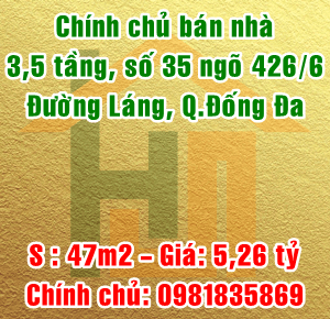 Chính chủ bán nhà số 35 ngõ 426/6 đường Láng, Láng Hạ, Quận Đống Đa, Hà Nội