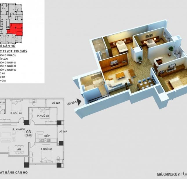 Cần bán gấp căn hộ 3PN + 2WC, tầng trung, ban công Đông Nam cực đẹp, full nội thất cao cấp.