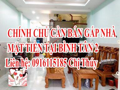 CHÍNH CHỦ CẦN BÁN GẤP NHÀ 2 MẶT TIỀN TẠI BÌNH TÂN