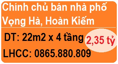 Chính chủ bán nhà phố Vọng Hà, Hoàn Kiếm, 2,35tỷ, 0865880809