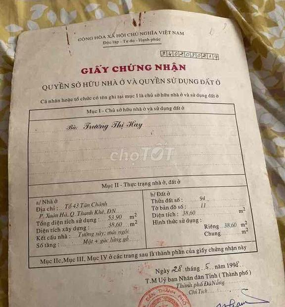 Bán nhà xây kiên cố. rất đẹp để lại toàn bộ nội thất :Kiệt 340 Trần Cao Vân, Phường Xuân Hà, Quận