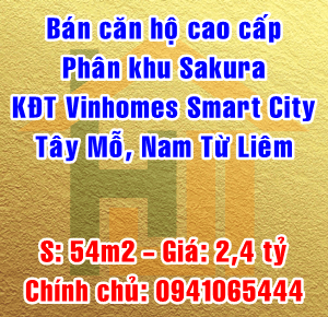 Chính chủ cần bán CHCC SA22302 phân khu Sakura KĐT Vinhome Smart City Tây Mỗ