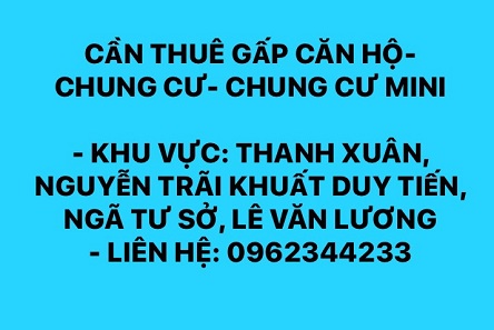 CẦN THUÊ GẤP CĂN HỘ-CHUNG CƯ- CHUNG CƯ MINI