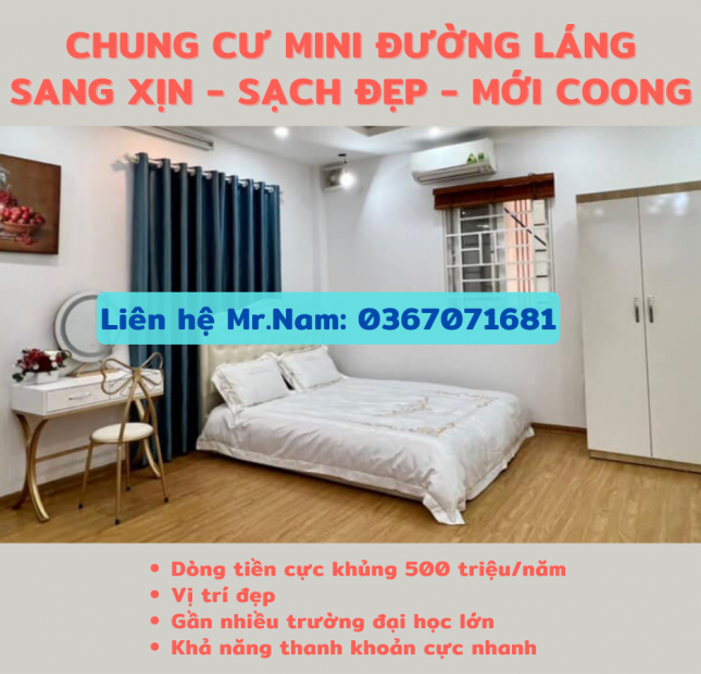 Thanh khoản nhanh Chung cư Mini Đẹp Sang Xịn - Giá  8,2 tỷ Dòng tiền 500tr/năm - Dường Láng - Đống