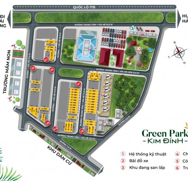 Bán đất dự án Green Park Kim Đính-Kim Thành -Hải Dương mặt tiền 5m,dài 20m 