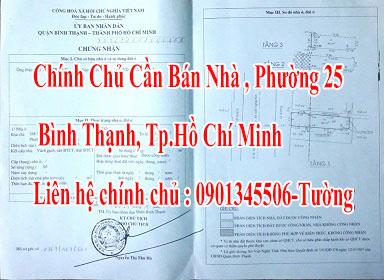 Chính Chủ Cần Bán Nhà , Phường 25, Bình Thạnh, Tp.HCM