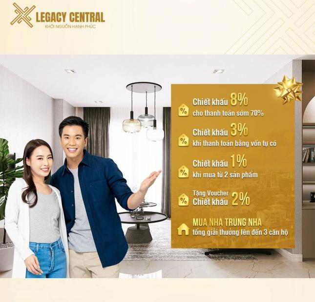 Legacy Central - đáp ứng nhu cầu nhà ở của gia đình trẻ với tài chính chỉ 200 triệu, hỗ trợ ân hạn gốc lãi tới bàn giao