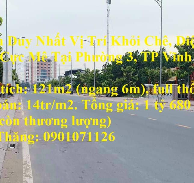 1 Nền Duy Nhất Vị Trí Khỏi Chê, Diện Tích Cực Mê Tại Phường 3, TP Vĩnh Long