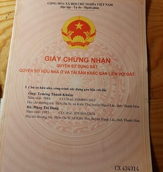 Chính chủ cần bán nhà, đất tại Liên Cơ 1 – xã Nguyệt Ấn – h.Ngọc Lặc – tỉnh Thanh Hóa