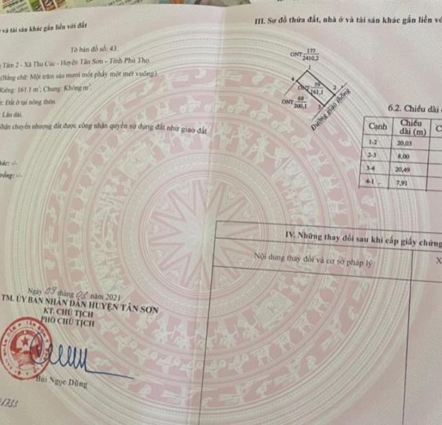 CHÍNH CHỦ CẦN BÁN LÔ ĐẤT ĐẸP NGAY TRUNG TÂM 2 THU CÚC, HUYỆN TÂN SƠN, PHÚ THỌ