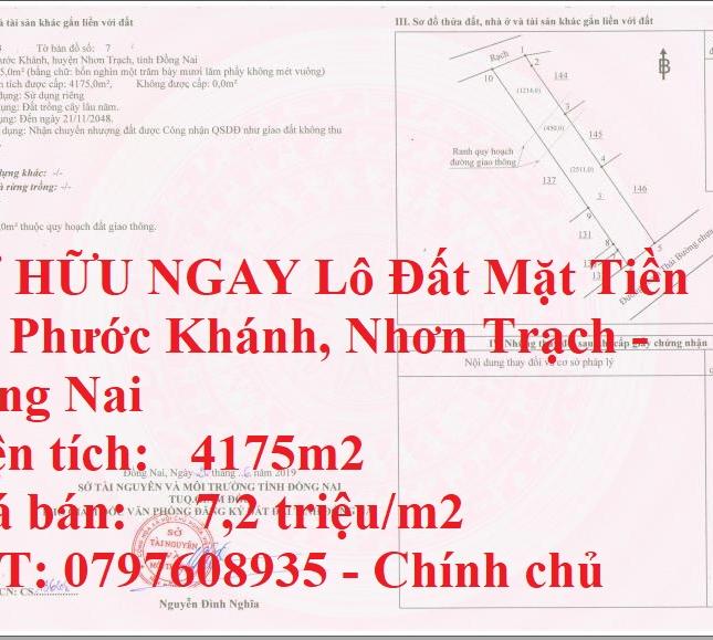 SỞ HỮU NGAY Lô Đất Mặt Tiền Xã Phước Khánh, Nhơn Trạch - Đồng Nai