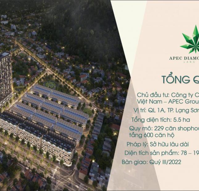 Đầu tư sinh lời khủng shophouse sổ đỏ lâu dài tại dự án Apec trung tâm TP Lạng Sơn