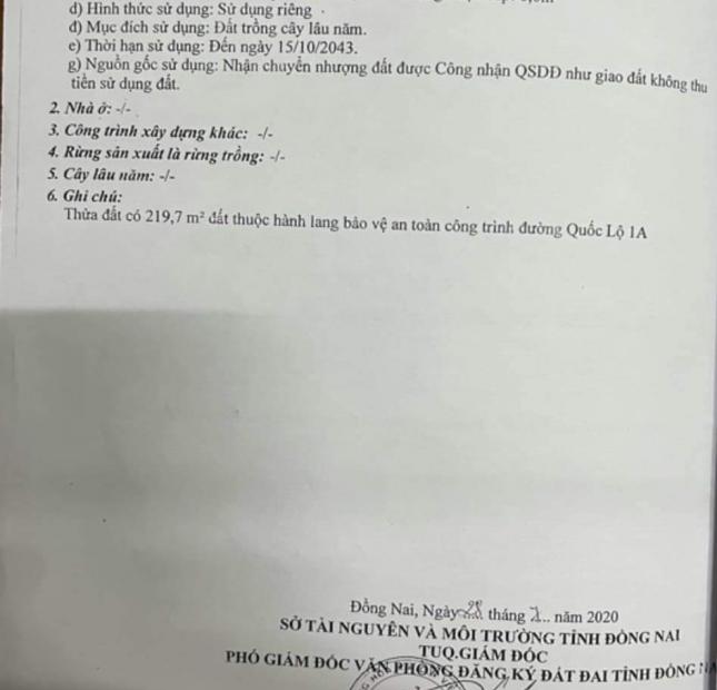 Chính chủ cần bán lô đất thổ cư tại Xã Bảo Hòa - Huyện Xuân Lộc - Tỉnh Đồng Nai