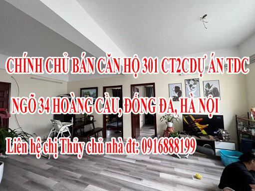 Chính chủ bán căn hộ 301 CT2C Dự án TDC ngõ 34 Hoàng Cầu, Đống Đa, Hà Nội
