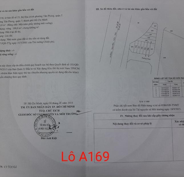 Bán lô đất 12,5x20m góc đường 2 và 11 khu dân cư kim sơn quận 7