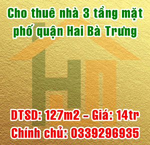 Cho thuê nhà mặt phố tại Đường Hương Viên, Hai Bà Trưng,  Hà Nội diện tích 40m2  giá 14 Triệu/tháng