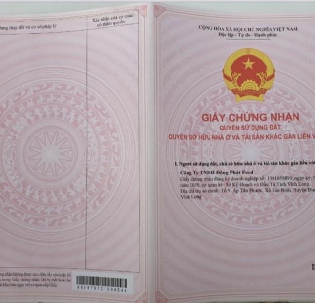 Chính Chủ Cần Bán Nhà Xưởng Vị Trí Đẹp Tại Vĩnh Long.