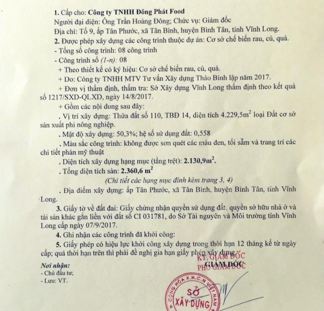 Chính Chủ Cần Bán Nhà Xưởng Vị Trí Đẹp Tại Vĩnh Long.