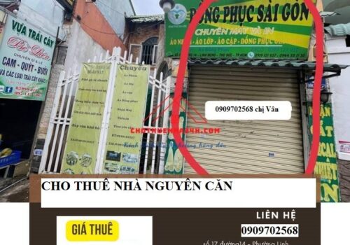 CHO THUÊ NGUYÊN CĂN NGAY MẶT TIỀN ĐƯỜNG SỐ 14, LINH ĐÔNG, TP THỦ ĐỨC