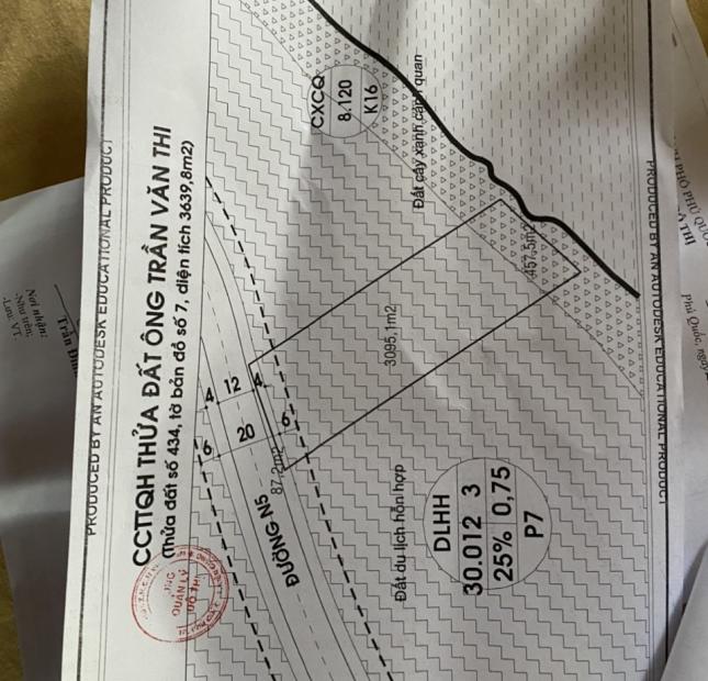 Chính chủ bán mảnh đất Cửa Cạn – Phú Quốc, Diện tích: 3640 m. MT: 35m, Giá chào: 15tr/m