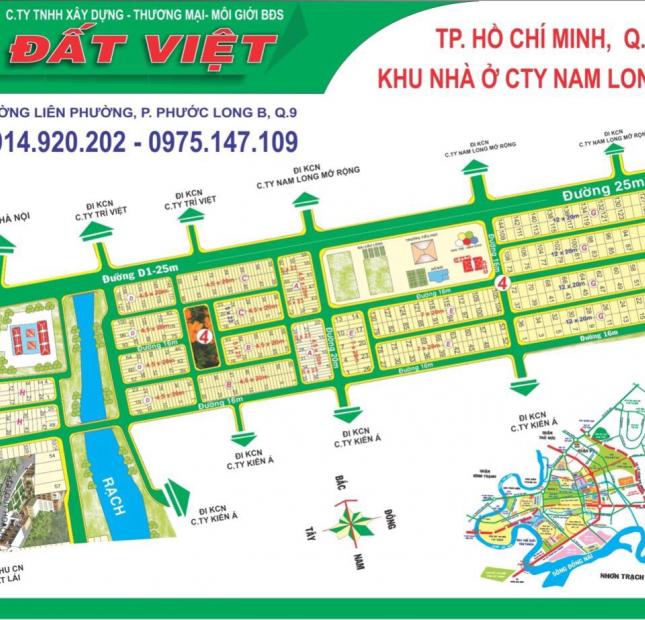 Cần bán lô đất biệt thự 240m2 khu dự án Nam Long, Đỗ Xuân Hợp, P.Phước Long B, TP Thủ Đức.