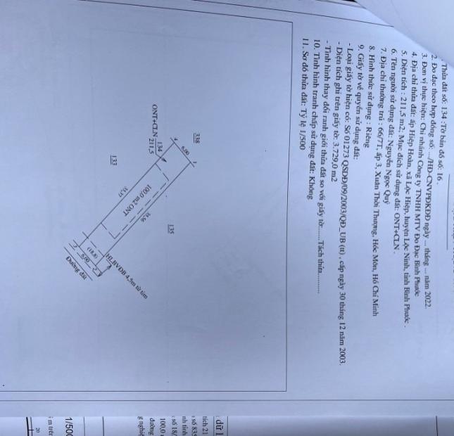 Bán nhanh 02 nền liên kề ngay TTHC Thị Trấn Lộc Ninh 6x36 thổ cư 100m Giá 460tr LH 0842368468.