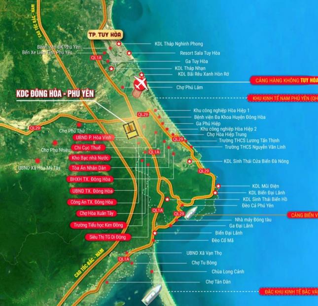 Bán Đất nền sổ đỏ gần biển, KDC đông hòa, khu kinh tế Nam Phú Yên