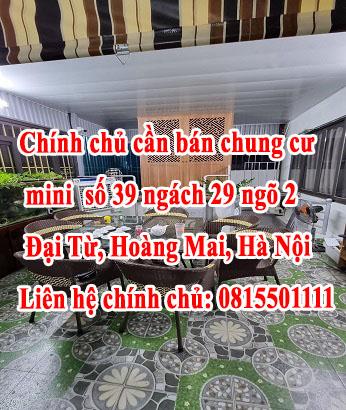 Chính chủ cần bán chung cư mini số 39 ngách 29 ngõ 2 Đại Từ, Quận Hoàng Mai