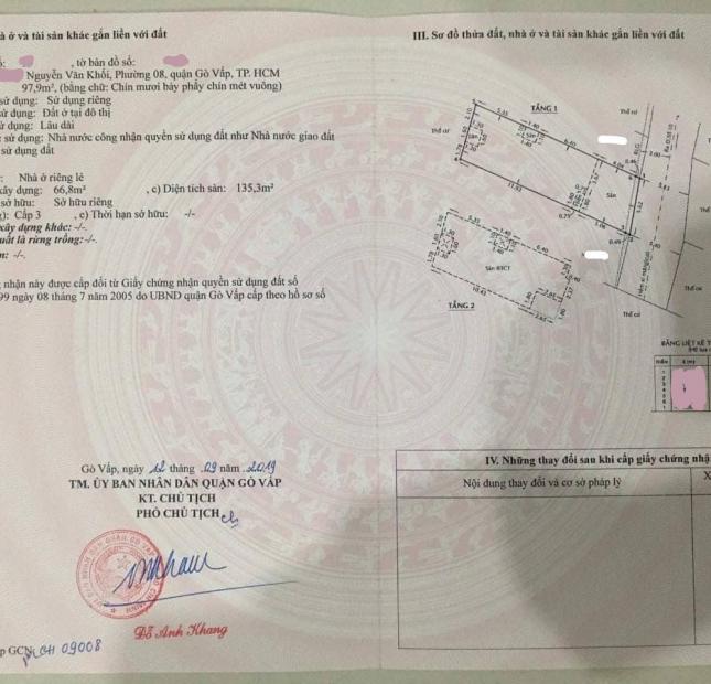 Bán nhà ĐẸP đường Cây Trâm sát UBND P8, giá 7,7 tỷ, 98m2