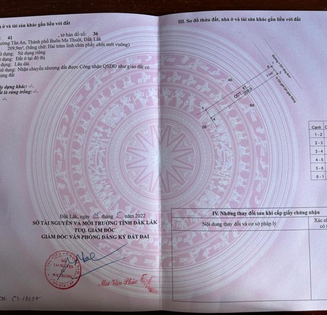 CHÍNH CHỦ CẦN BÁN LÔ ĐẤT ĐẸP NẰM HẺM 31 ĐƯỜNG NGUYỄN VĂN LINH, PHƯỜNG TÂN AN, TP BUÔN MA THUỘT.