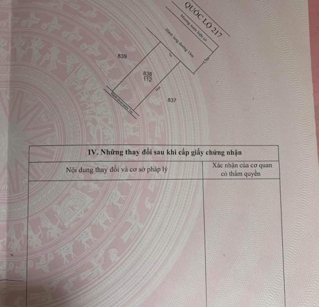 CHÍNH CHỦ CẦN RA NHANH LÔ ĐẤT VỊ TRÍ TRUNG TÂM QL217 VĨNH YÊN, VĨNH LỘC, THANH HÓA