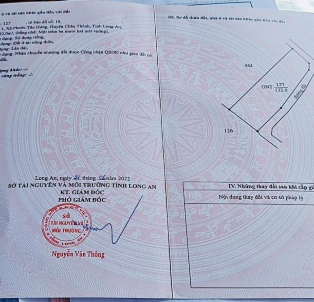 Chính chủ bán đất thổ cư sổ hồng lô góc 2 đường BT chưa qua đầu tư làm nhà vườn thoải mái