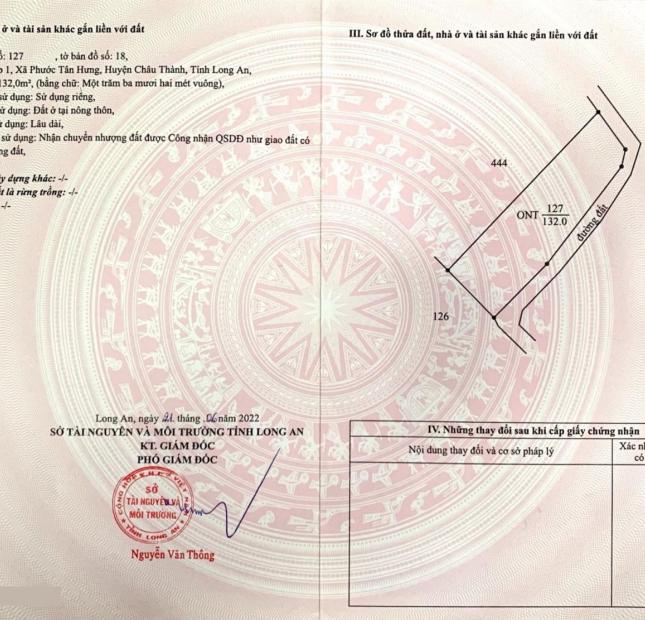 Chính chủ cần tiền bán gấp đất thổ cư giá 380tr tại châu thành long an