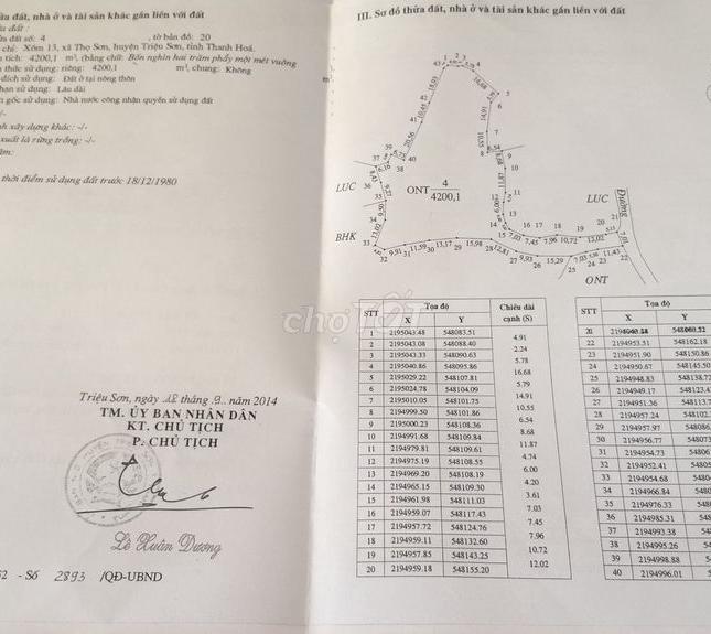 Chính chủ cần bán nhà đất vườn Xã Thọ Sơn, Huyện Triệu Sơn, Thanh Hóa