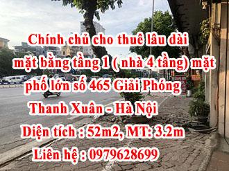 Cho thuê mặt bằng tầng 1 mặt phố số 465 Giải Phóng, Quận Thanh Xuân, Thành phố Hà Nội