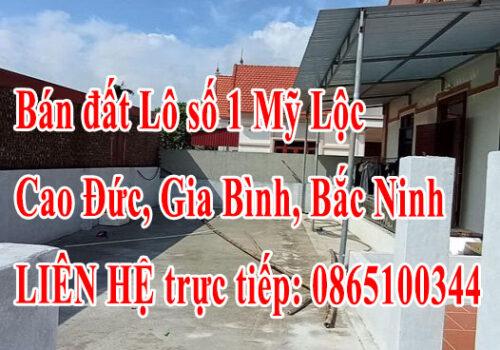 Bán đất lô số 1 Mỹ Lộc, Cao Đức, Gia Bình, Bắc Ninh