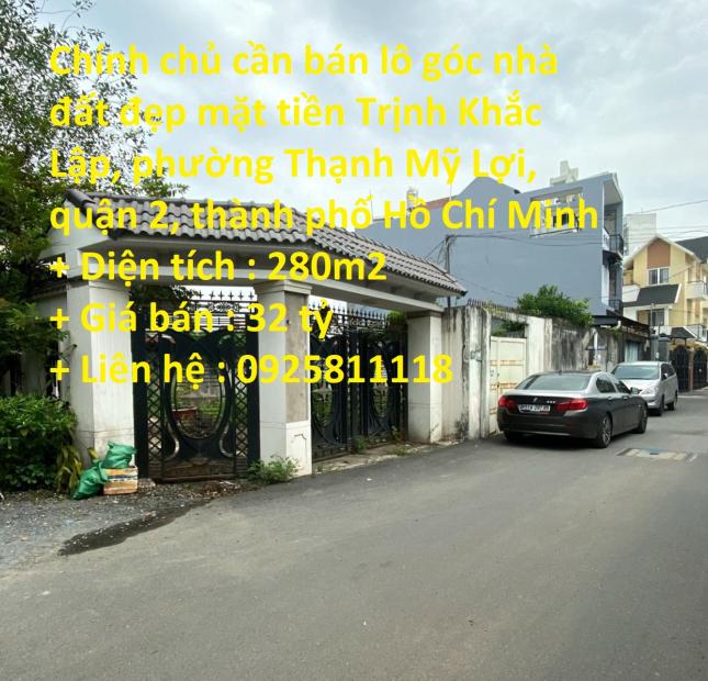 Chính chủ cần bán lô góc nhà mặt tiền Trịnh Khắc Lập