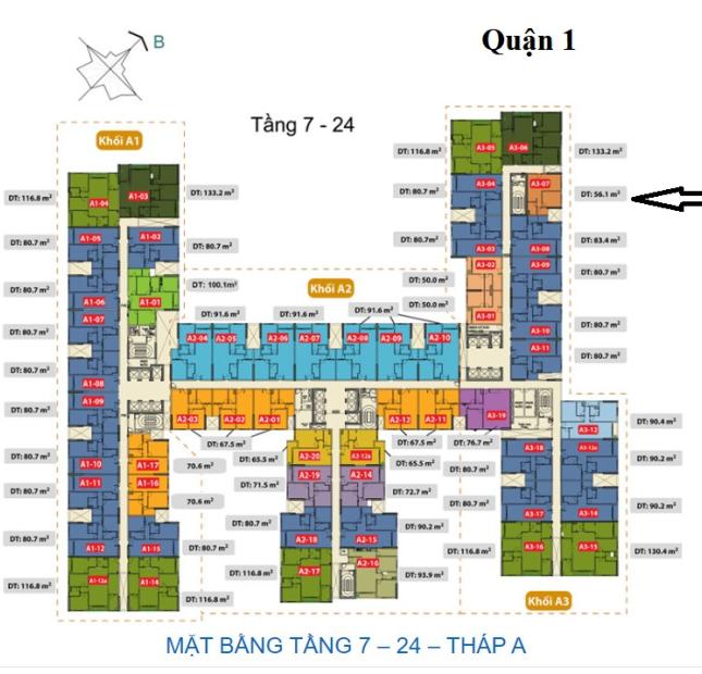 Chủ nhà gửi bán căn 57m2 The Goldview, view Quận 1 giá chỉ 3.3 tỷ, hỗ trợ vay NH nhà mới nguyên