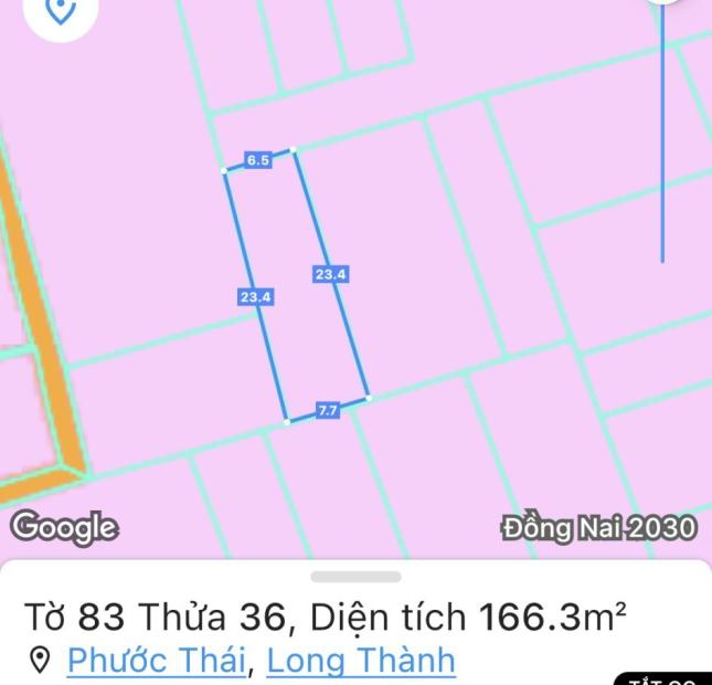 Cần bán lô đất 166m2 có thổ cư gần cổng Tân Hiệp xã Phước Thái, Long Thành chỉ 1,3 tỷ